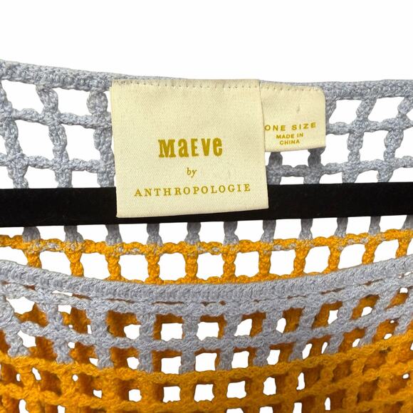 Anthropologie Maeve Striped Poncho Assorted Open Knit Striped Womens One Size - Picture 5 of 7